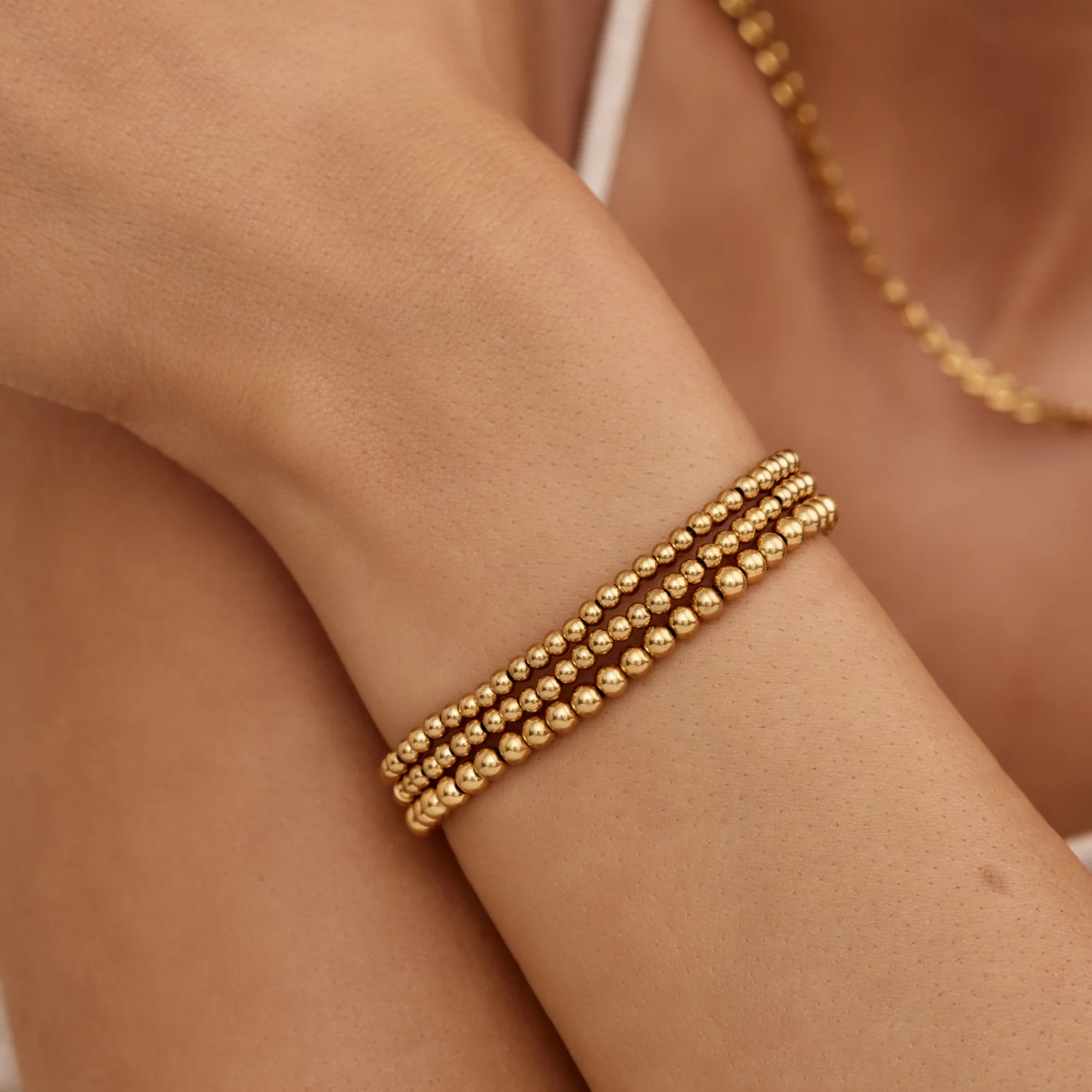 433 Gold Beaded Bracelet Stack - Image 2
