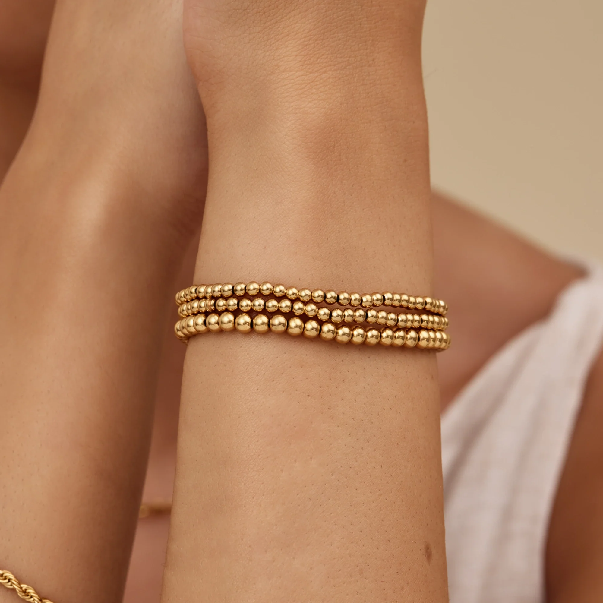 433 Gold Beaded Bracelet Stack - Image 3