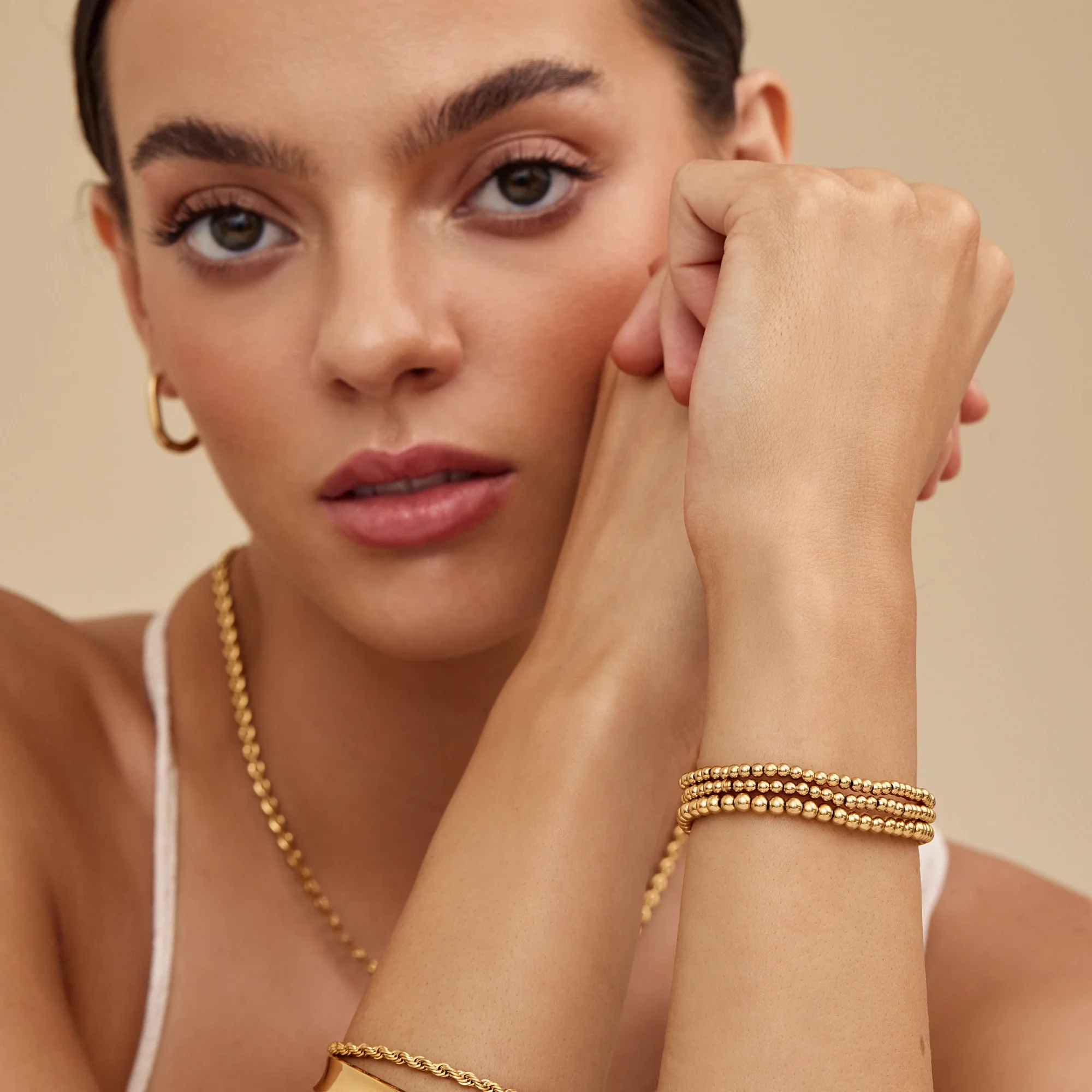 433 Gold Beaded Bracelet Stack - Image 5