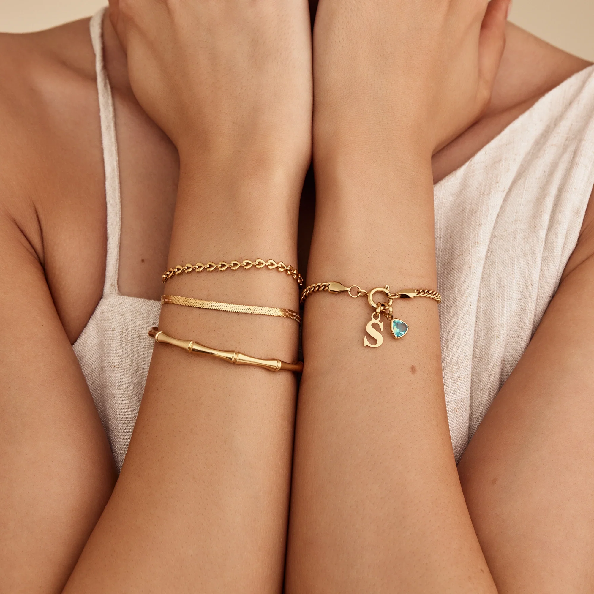 Bamboo Gold Cuff Bracelet - Image 3