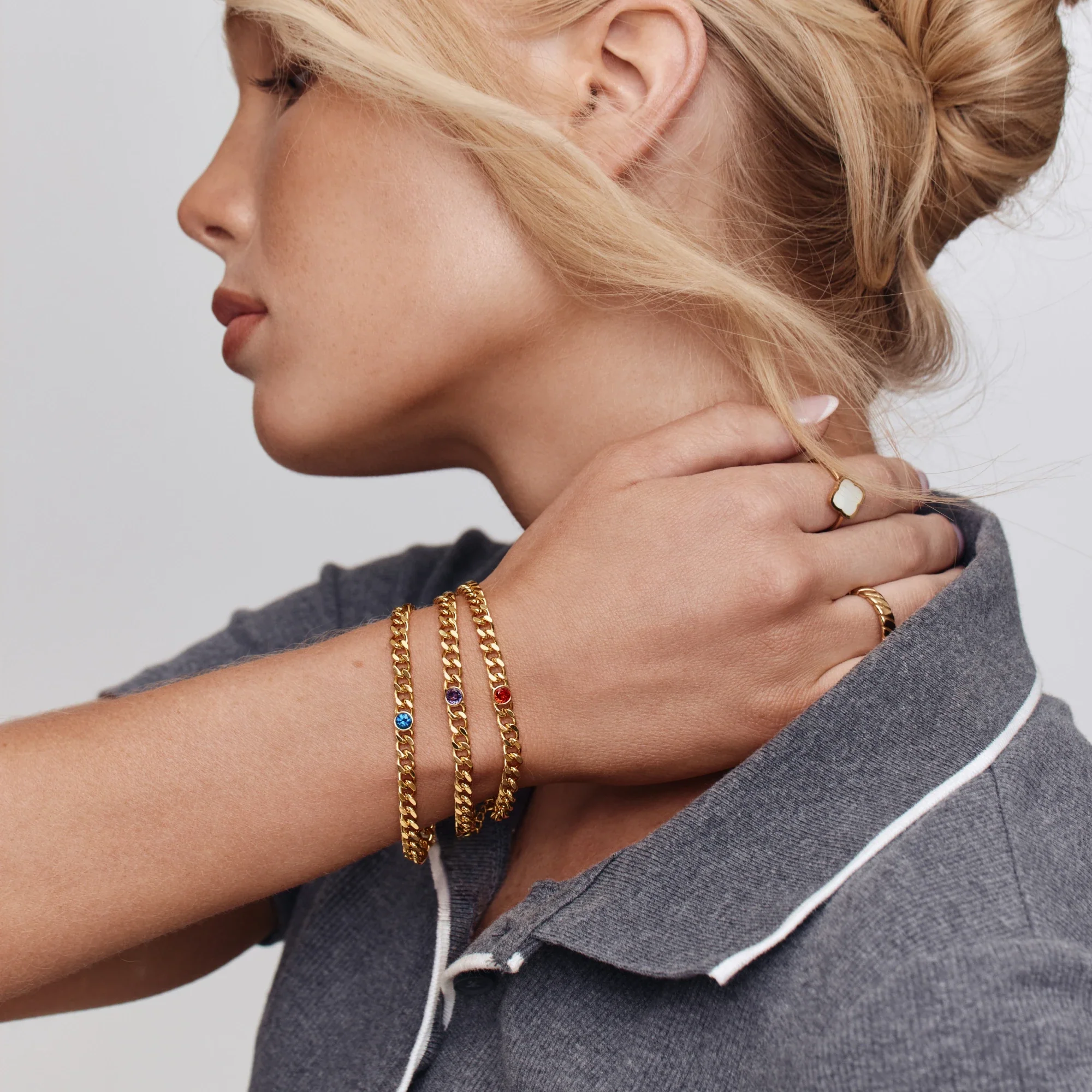 Curb Chain Birthstone Bracelet - Image 2