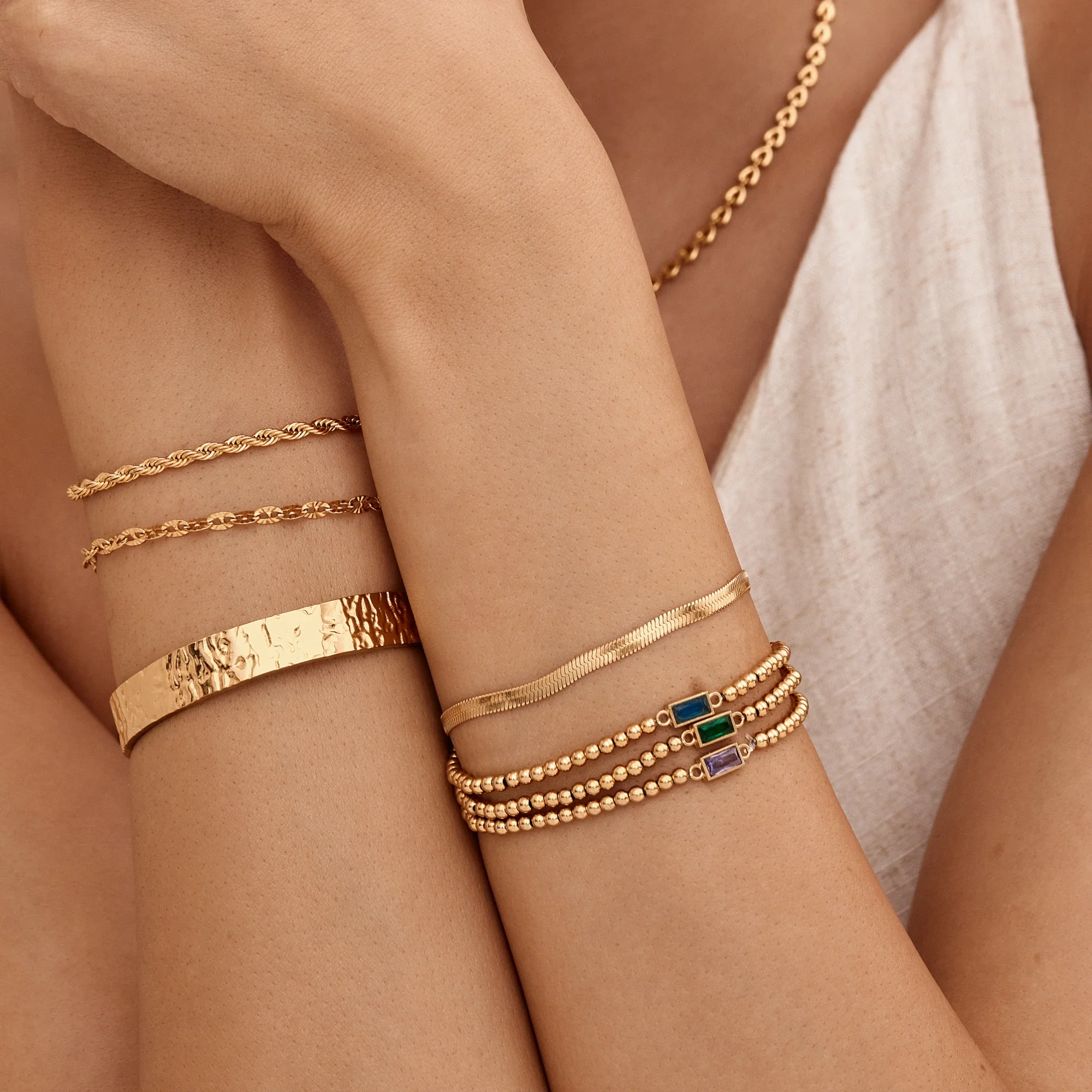 Gold Beaded Birthstone Bracelet - Image 5