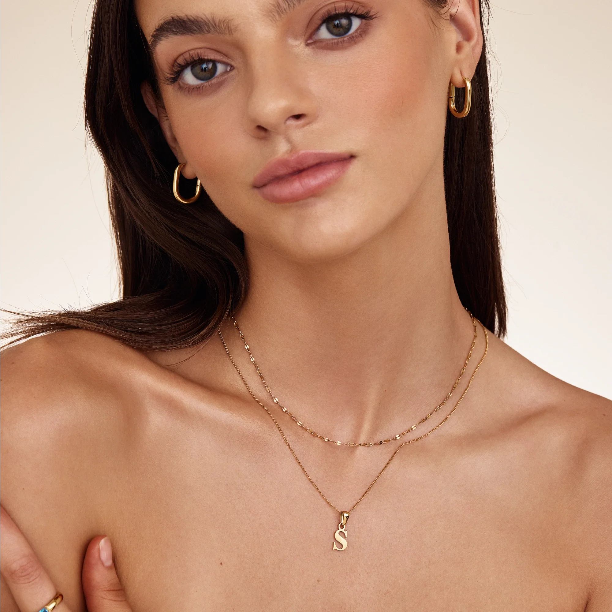 Gold Initial Charm Necklace - Image 2