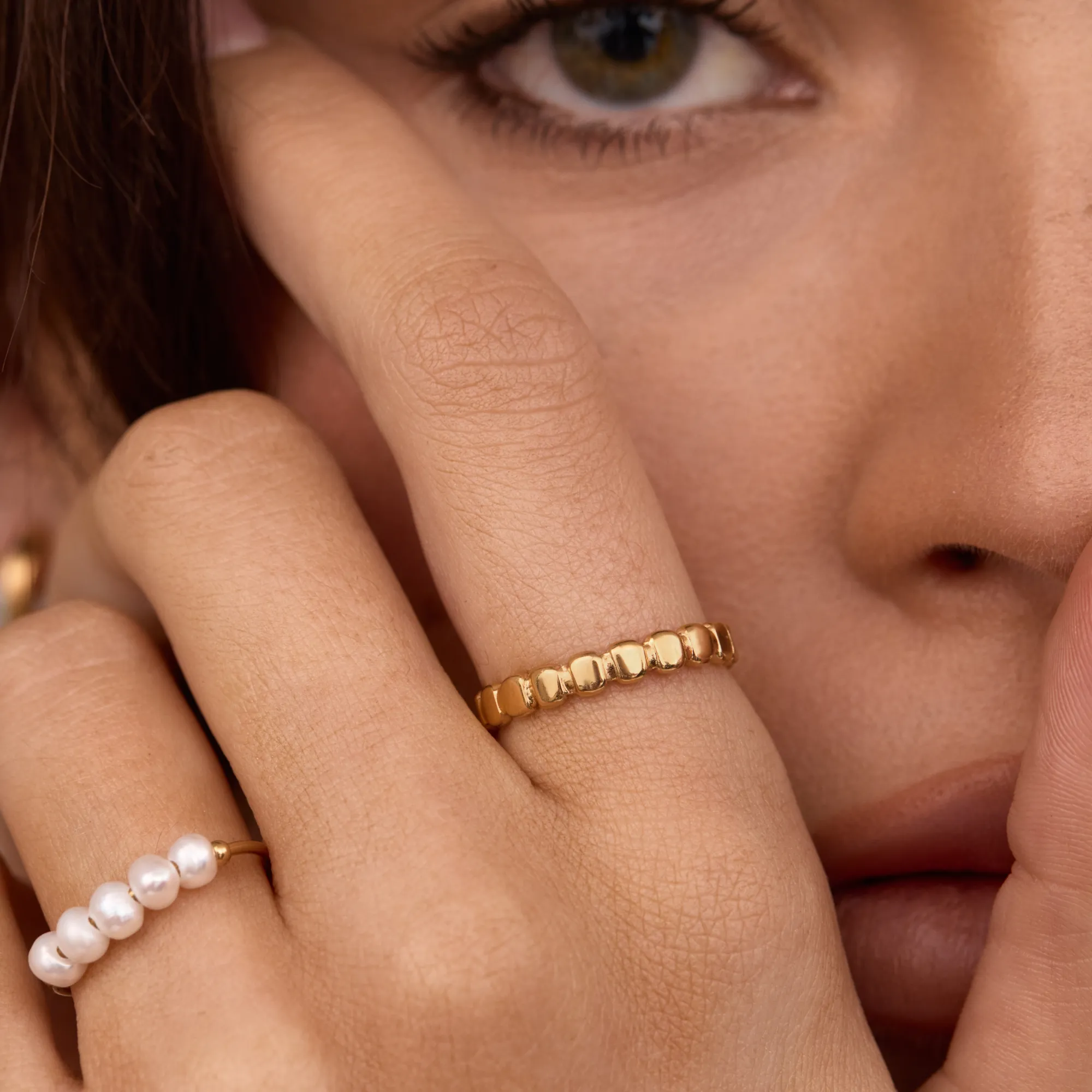 Golden Beaded Ring - Image 2