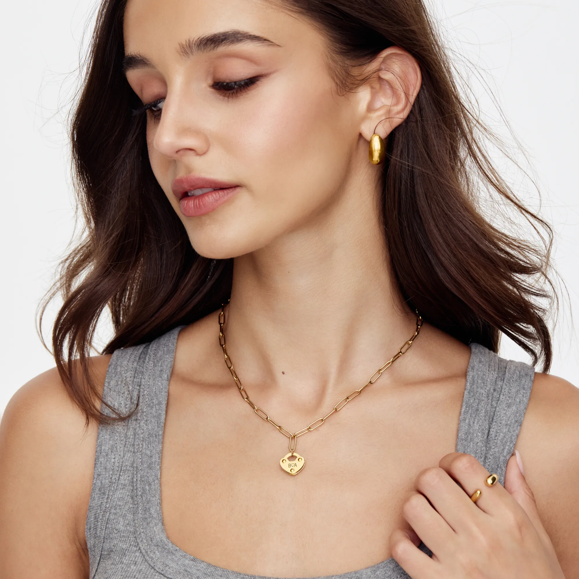 Heart Lock Initial Necklace - Image 2