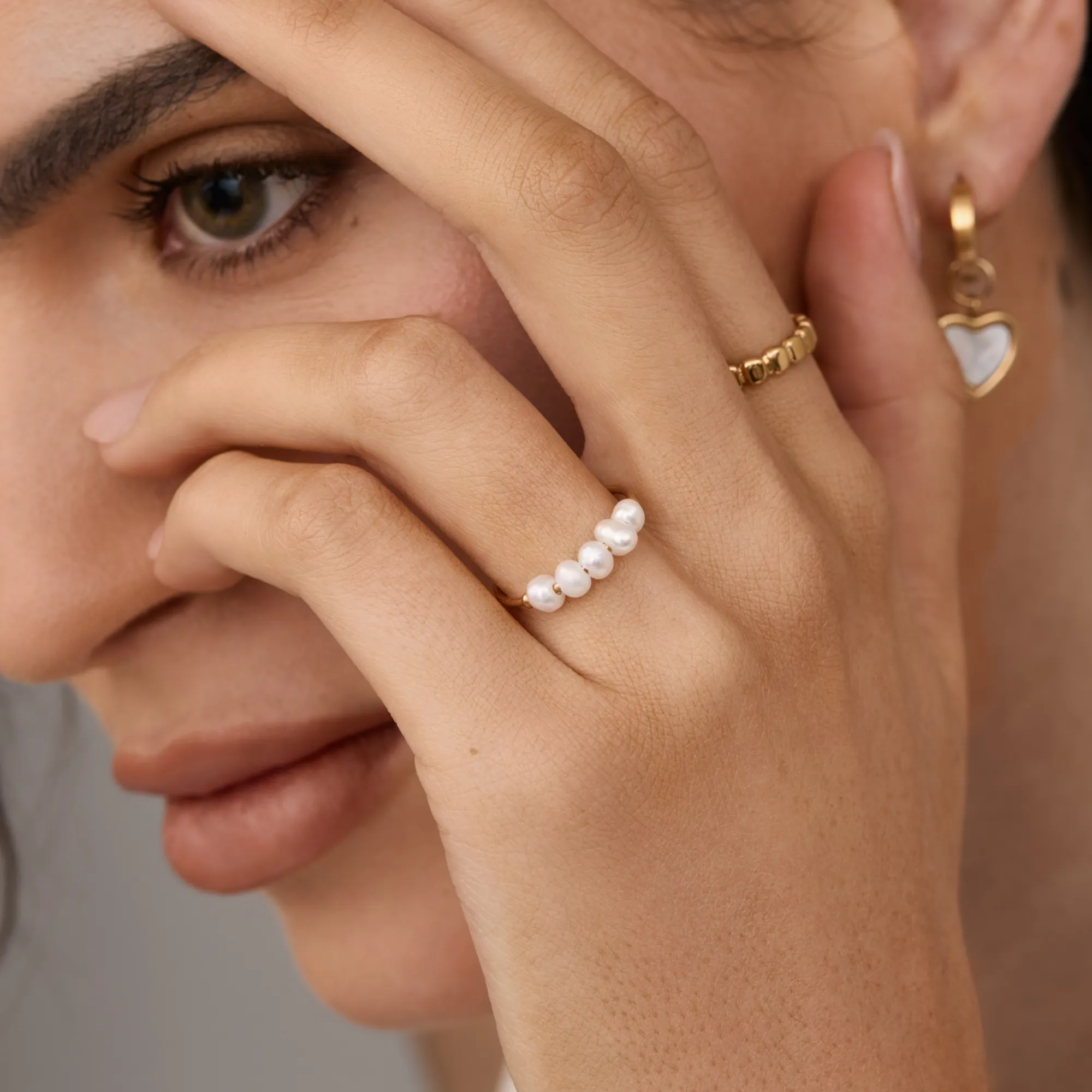 Mini Pearl Row Ring - Image 6