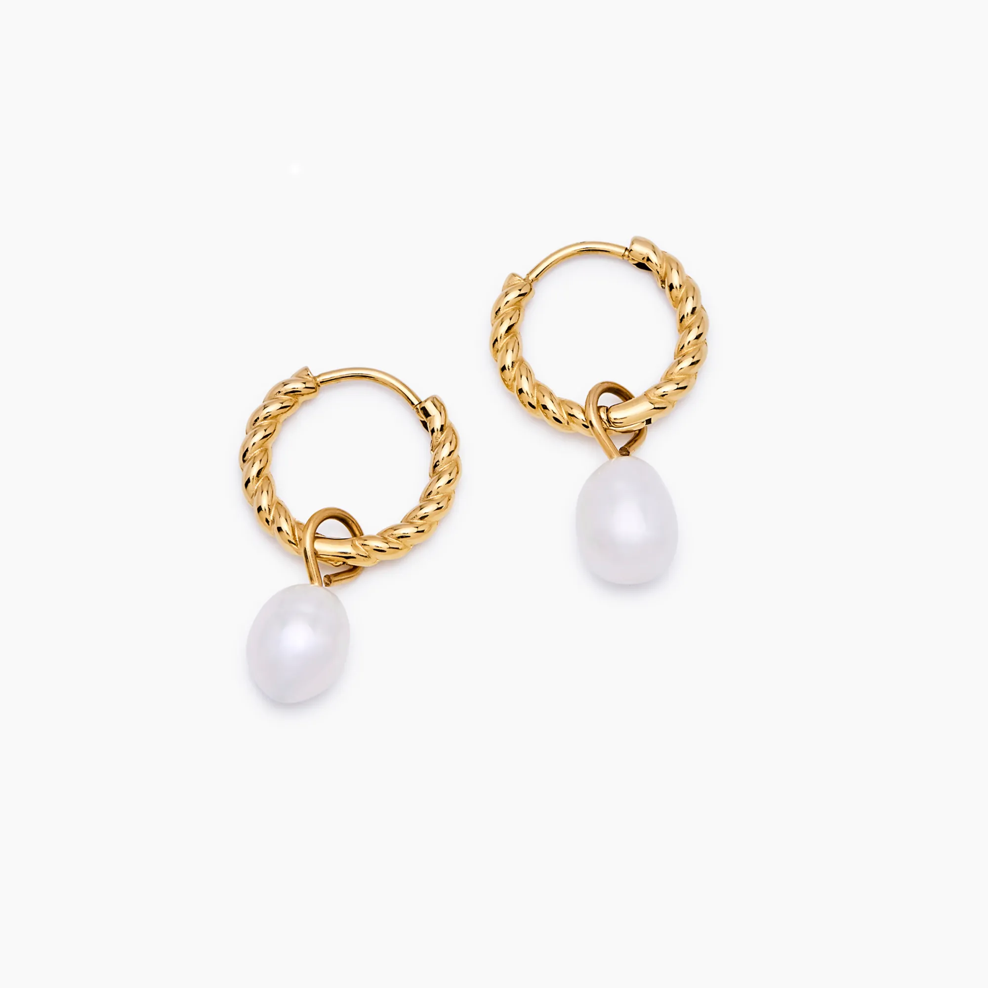 Mini Twisted Pearl Hoops - Image 5