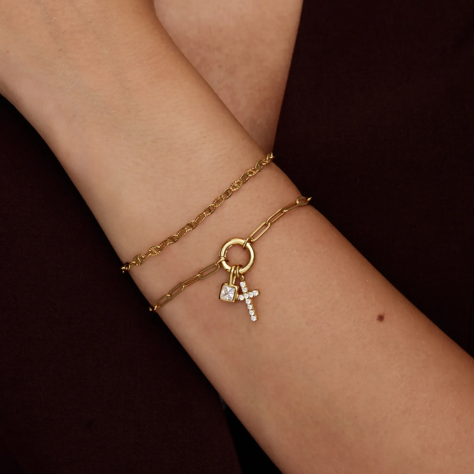 Paperclip Cross Charm Bracelet - Image 2