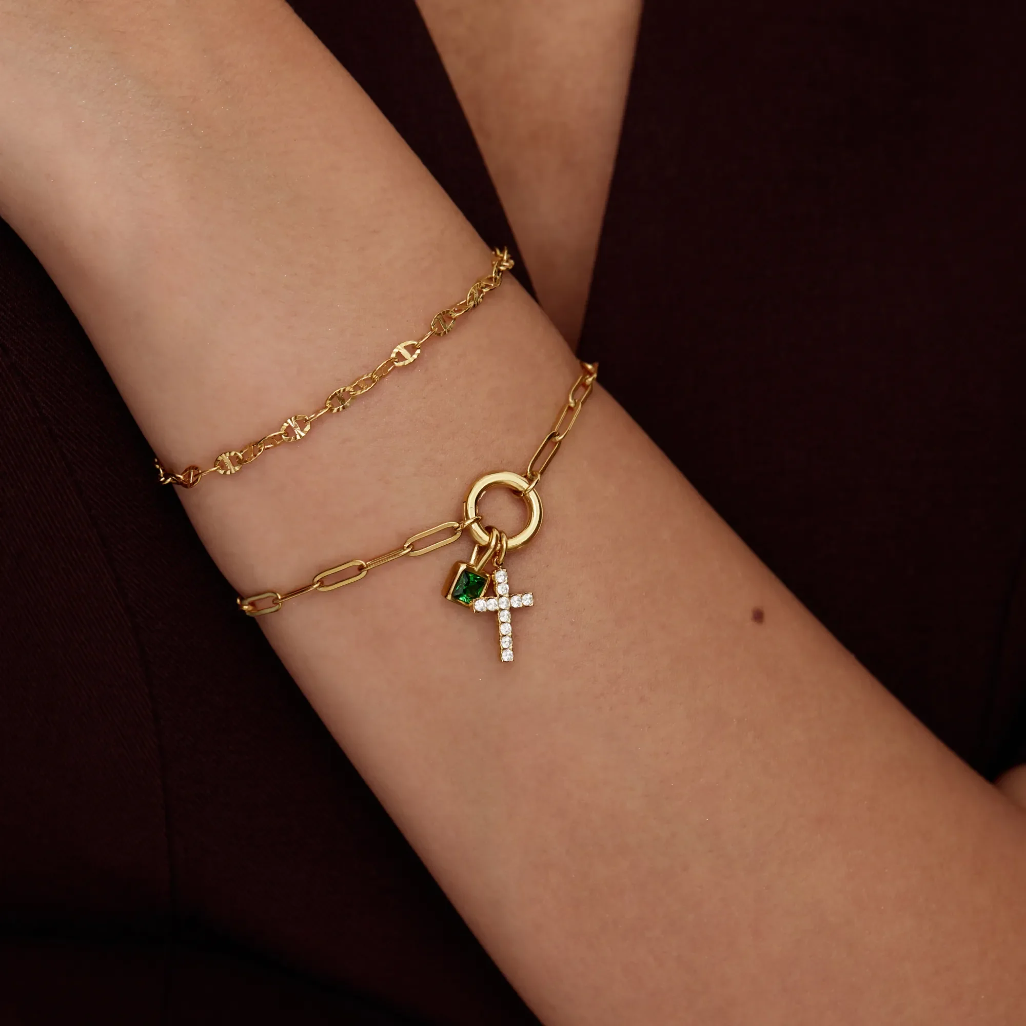 Paperclip Cross Charm Bracelet - Image 4