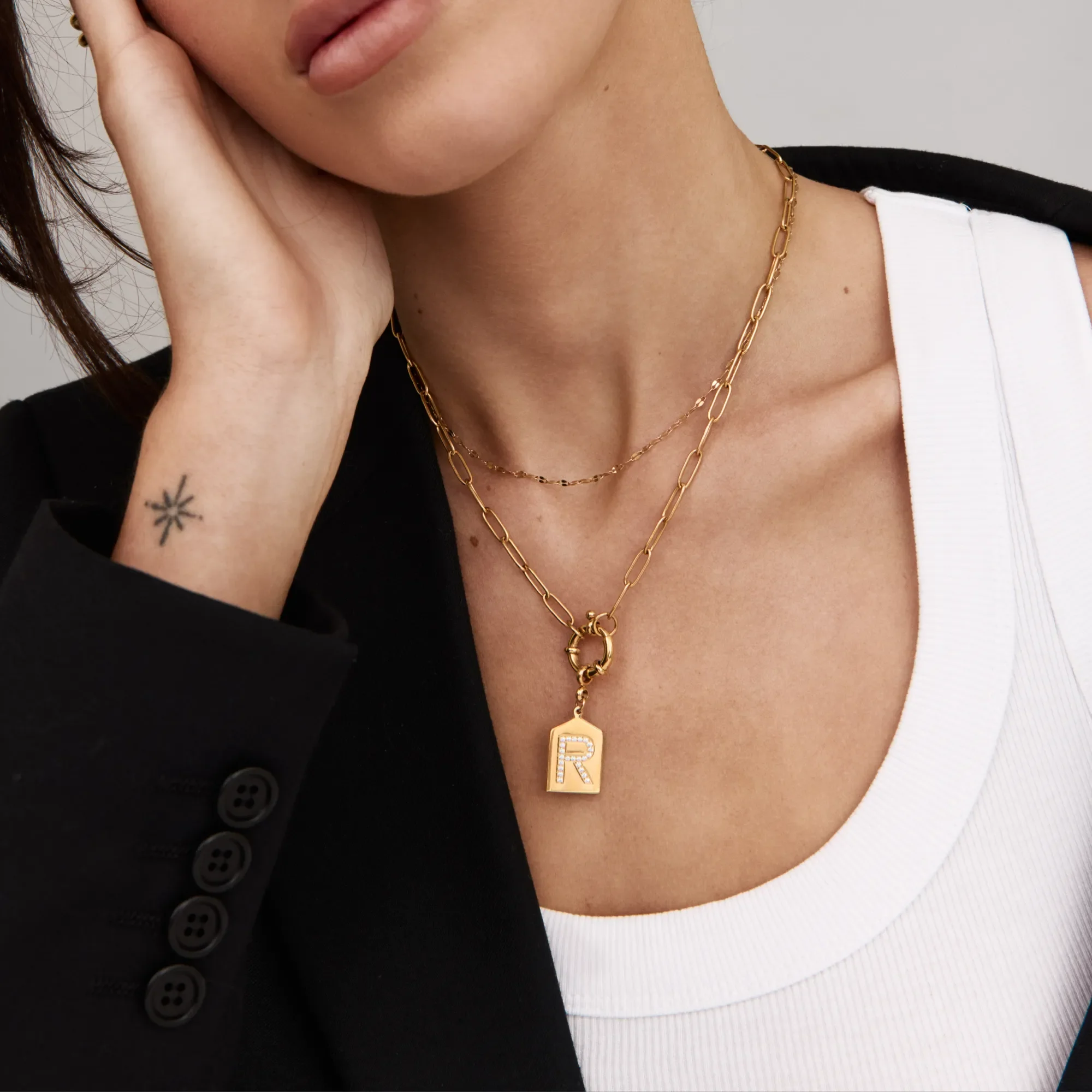 Pavè Initial Pendant Necklace - Image 3