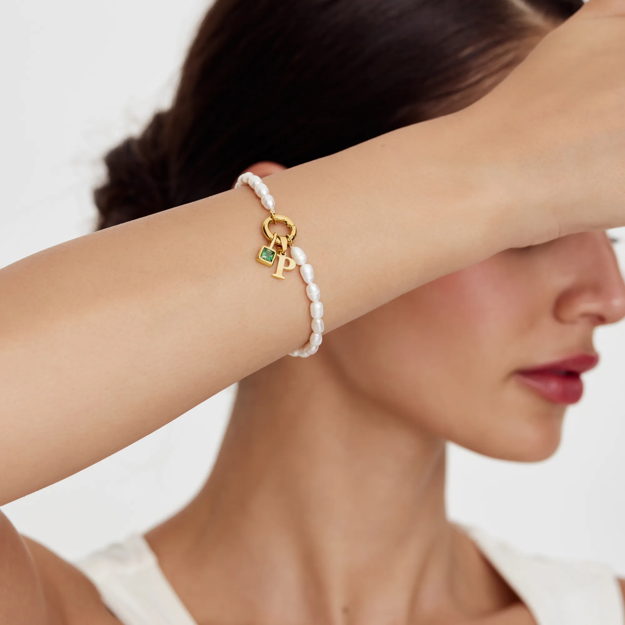Pearl Initial Birthstone Bracelet - Image 6