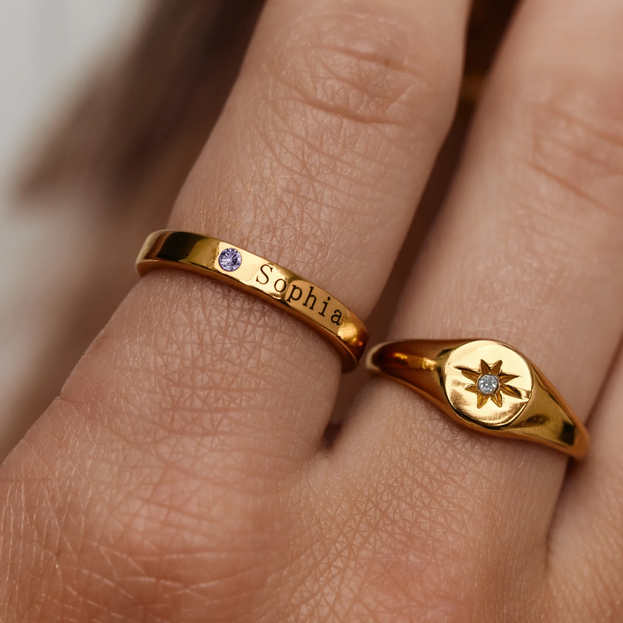 Stackable Birthstone Name Ring - Image 4