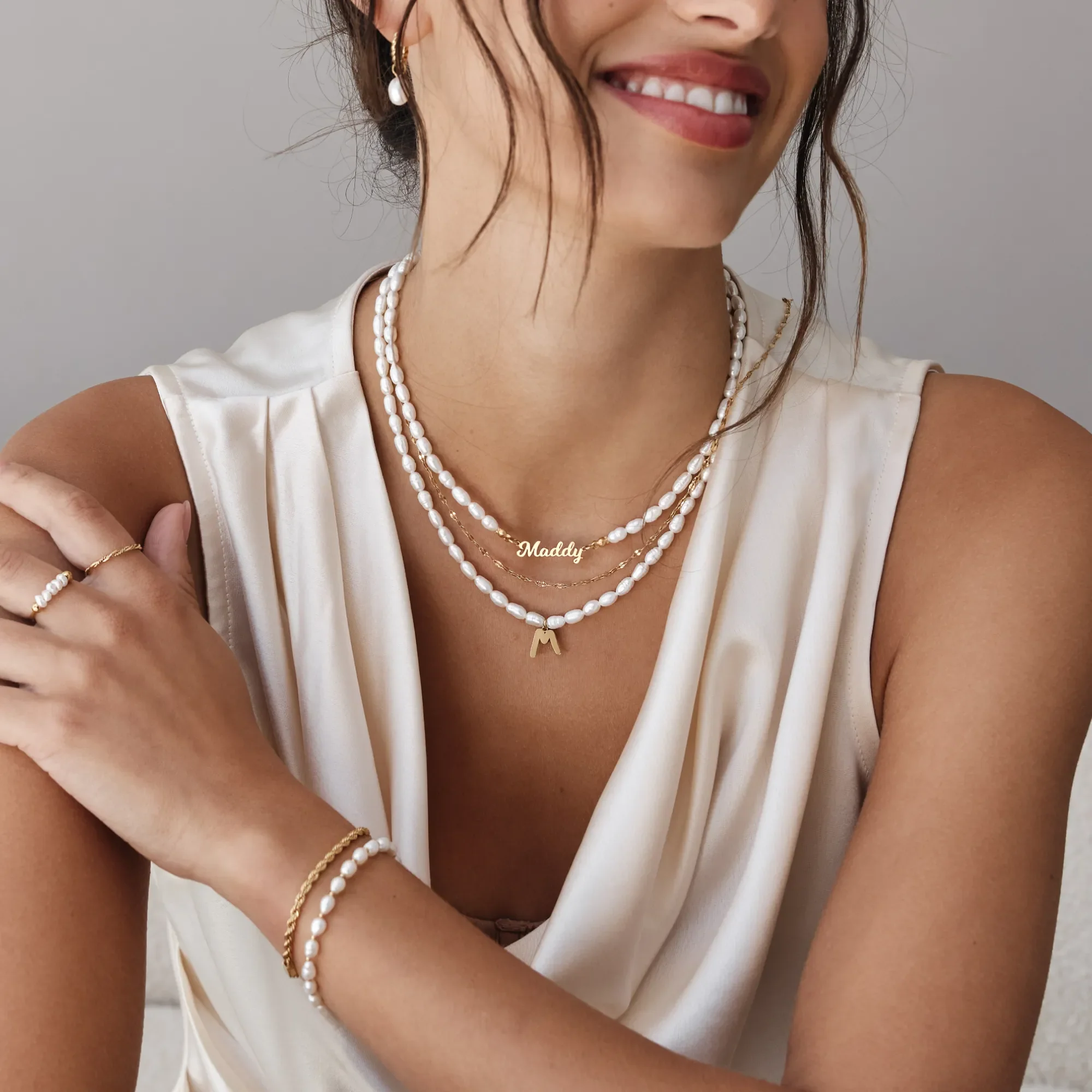 Statement Initial Pearl Necklace - Image 6