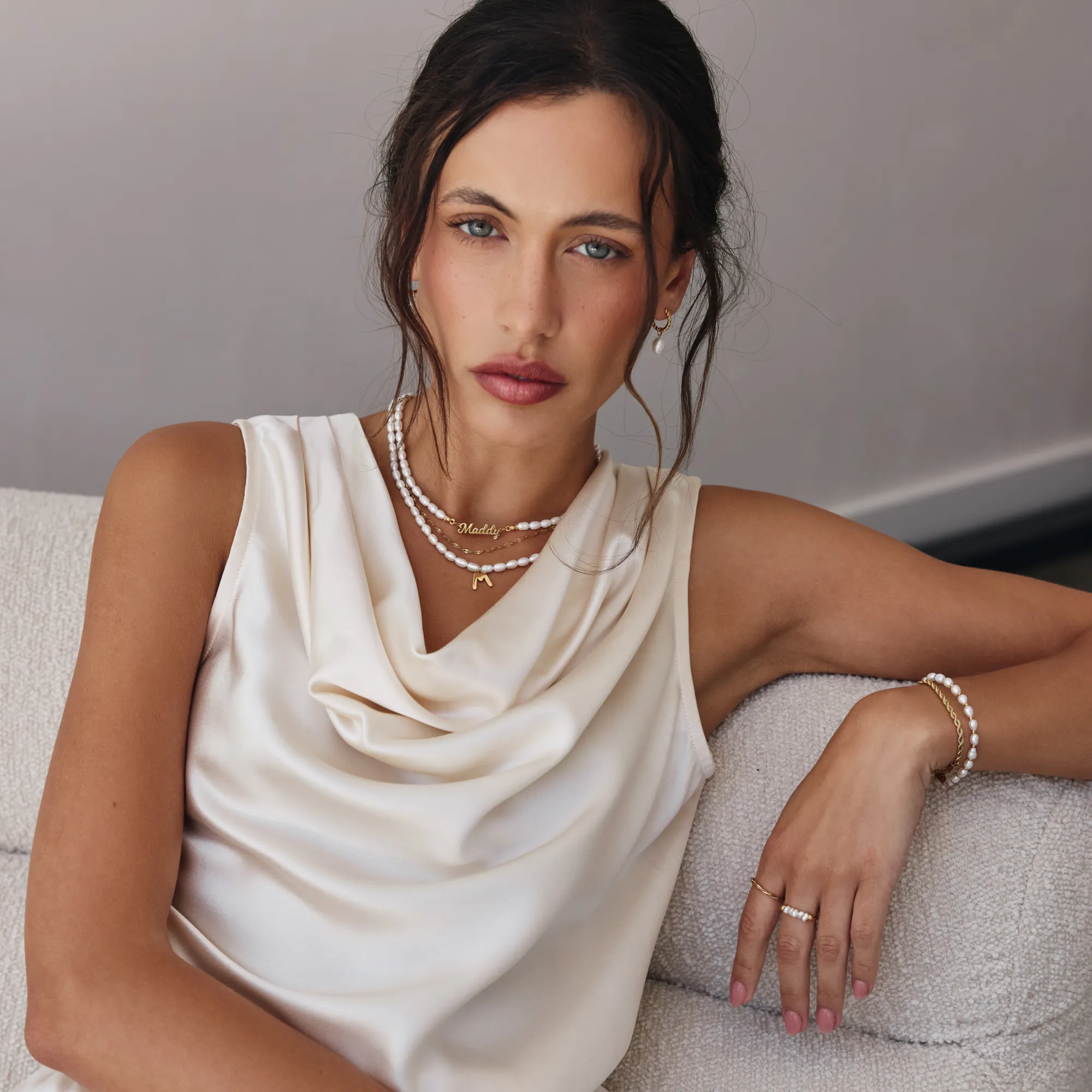 Statement Initial Pearl Necklace - Image 9